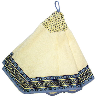 Hand - face octogonal towel (Lourmarin. white x blue)
